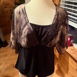Studio Black and Brown Sheer Top